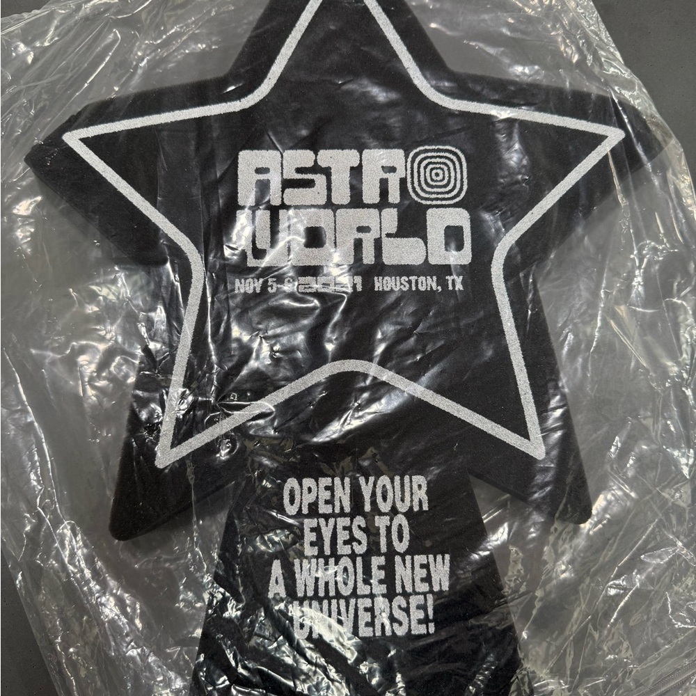 Astroworld Star-Shaped Black and White Sign NEW